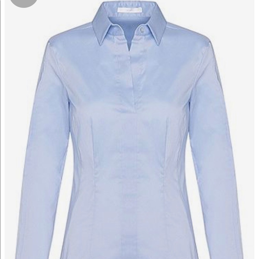 Blue Hugo Boss Bashina Strech Poplin Shirt Top
